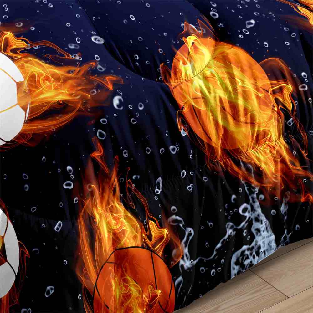 Fire on Ice Sports Soccer & Basketball Comforter Set | CozyLil