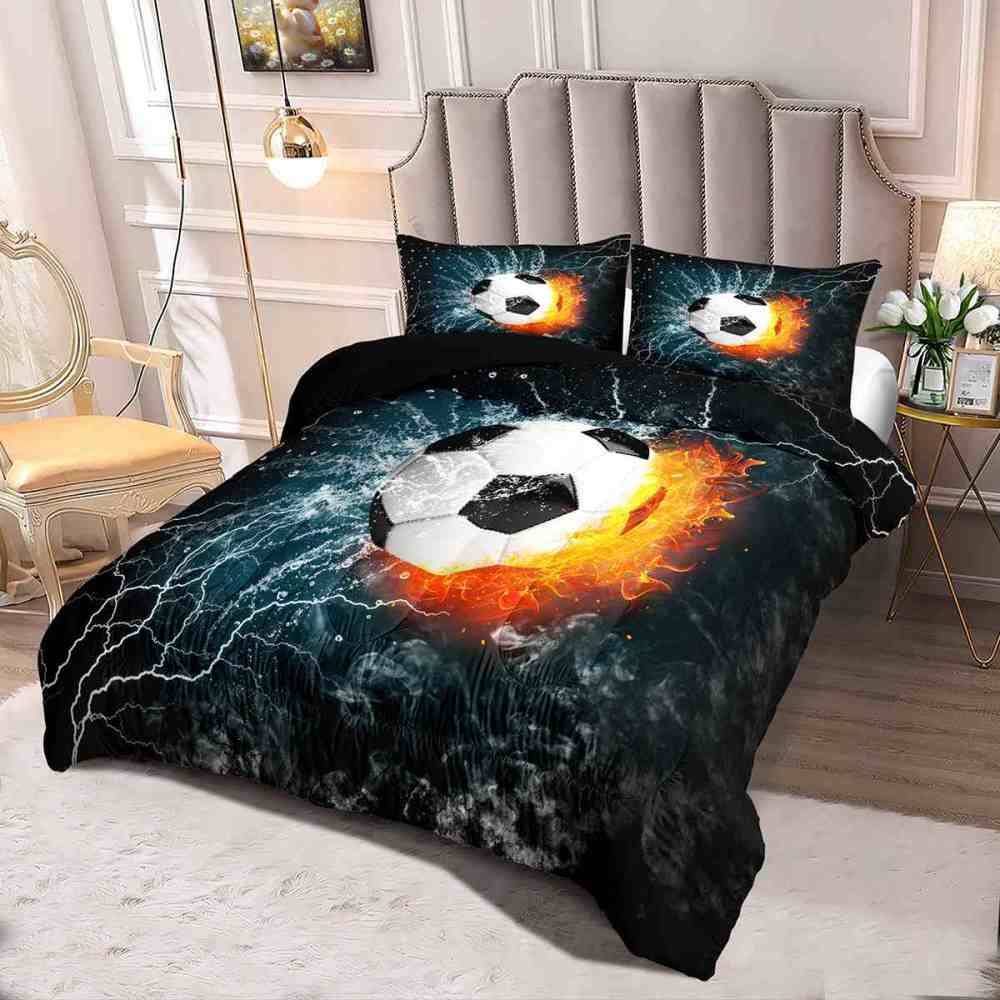 Power Strike Flaming Soccer Lightning Comforter Set | CozyLil