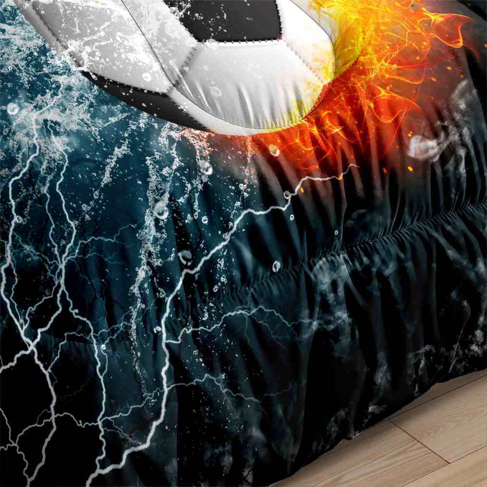 Power Strike Flaming Soccer Lightning Comforter Set | CozyLil