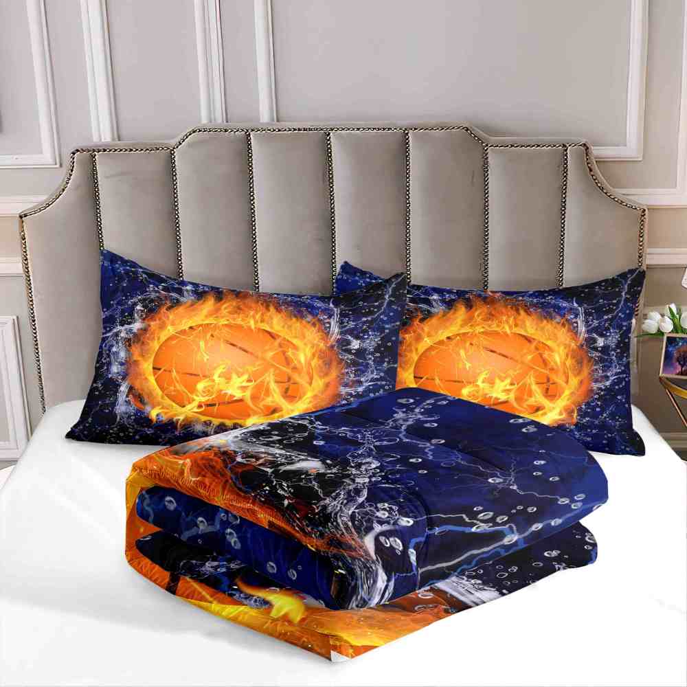 Flaming Basketball Lightning Comforter Set for Boys | CozyLil