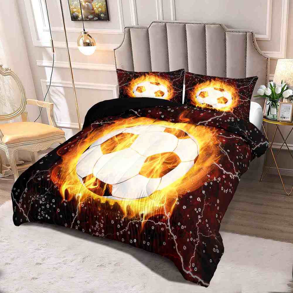Fire Soccer Ball Lightning Comforter Set for Kids | CozyLil