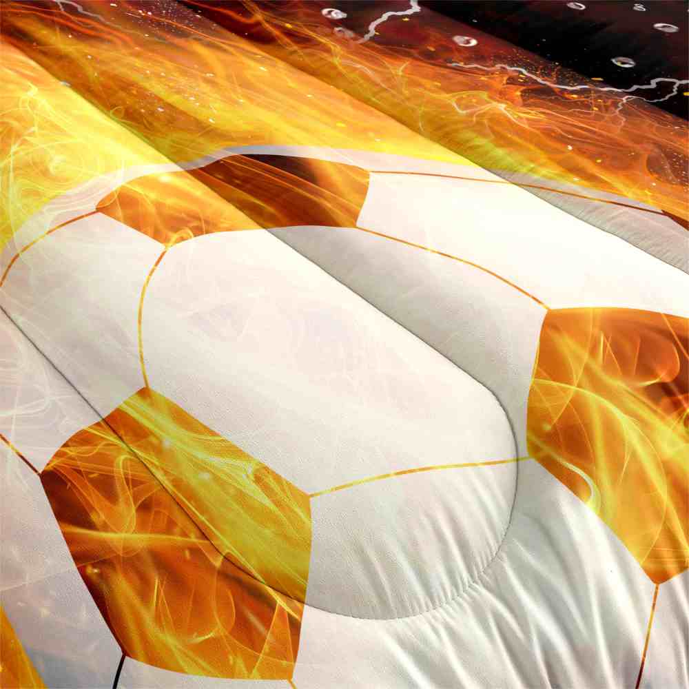 Fire Soccer Ball Lightning Comforter Set for Kids | CozyLil