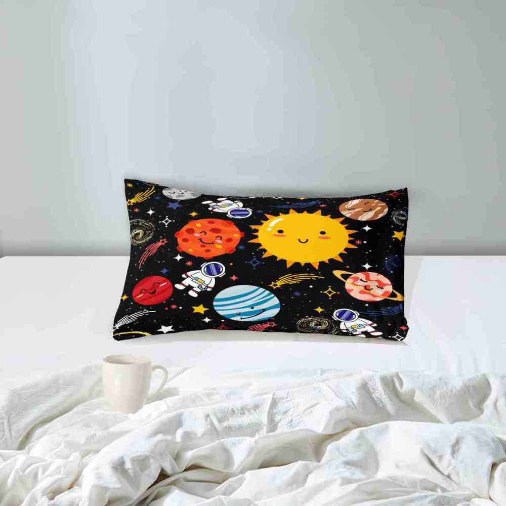 Cute Astronaut & Smiling Planets Kids Comforter Set | CozyLil