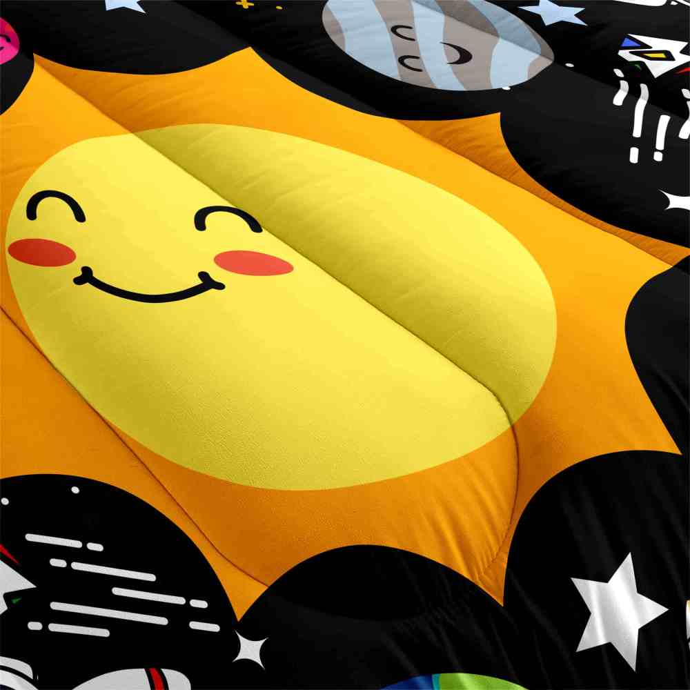 Solar System Explorer with Earth & Rockets Kids Comforter Set | CozyLil