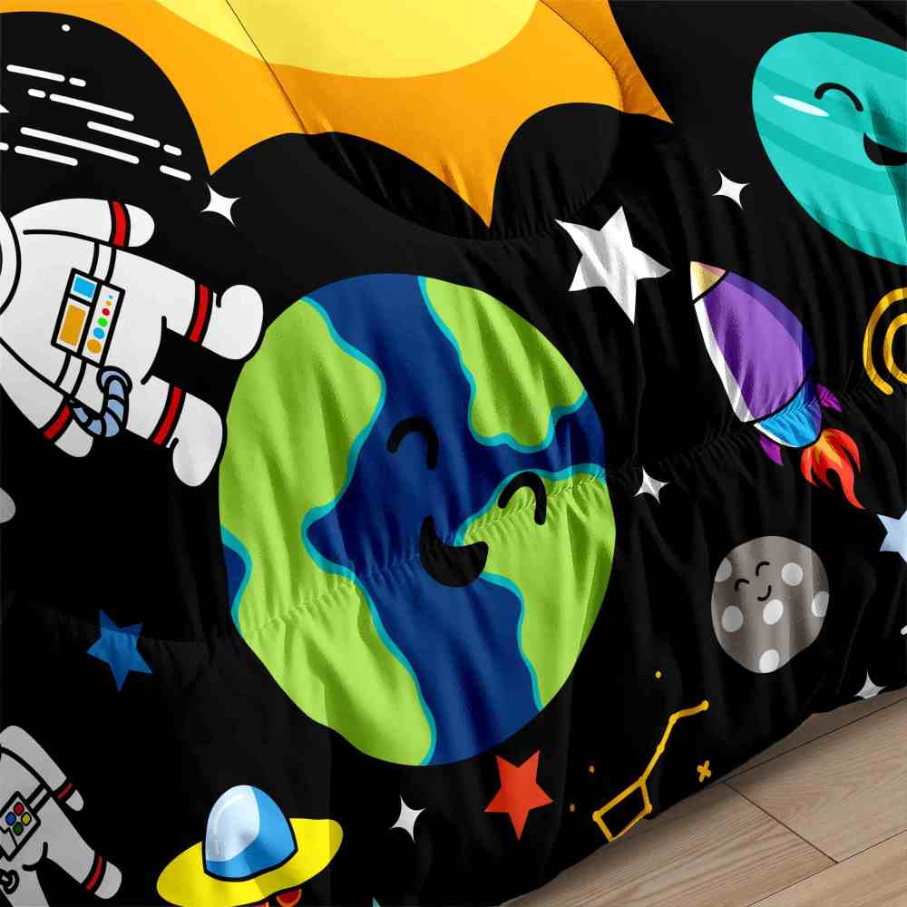 Solar System Explorer with Earth & Rockets Kids Comforter Set | CozyLil