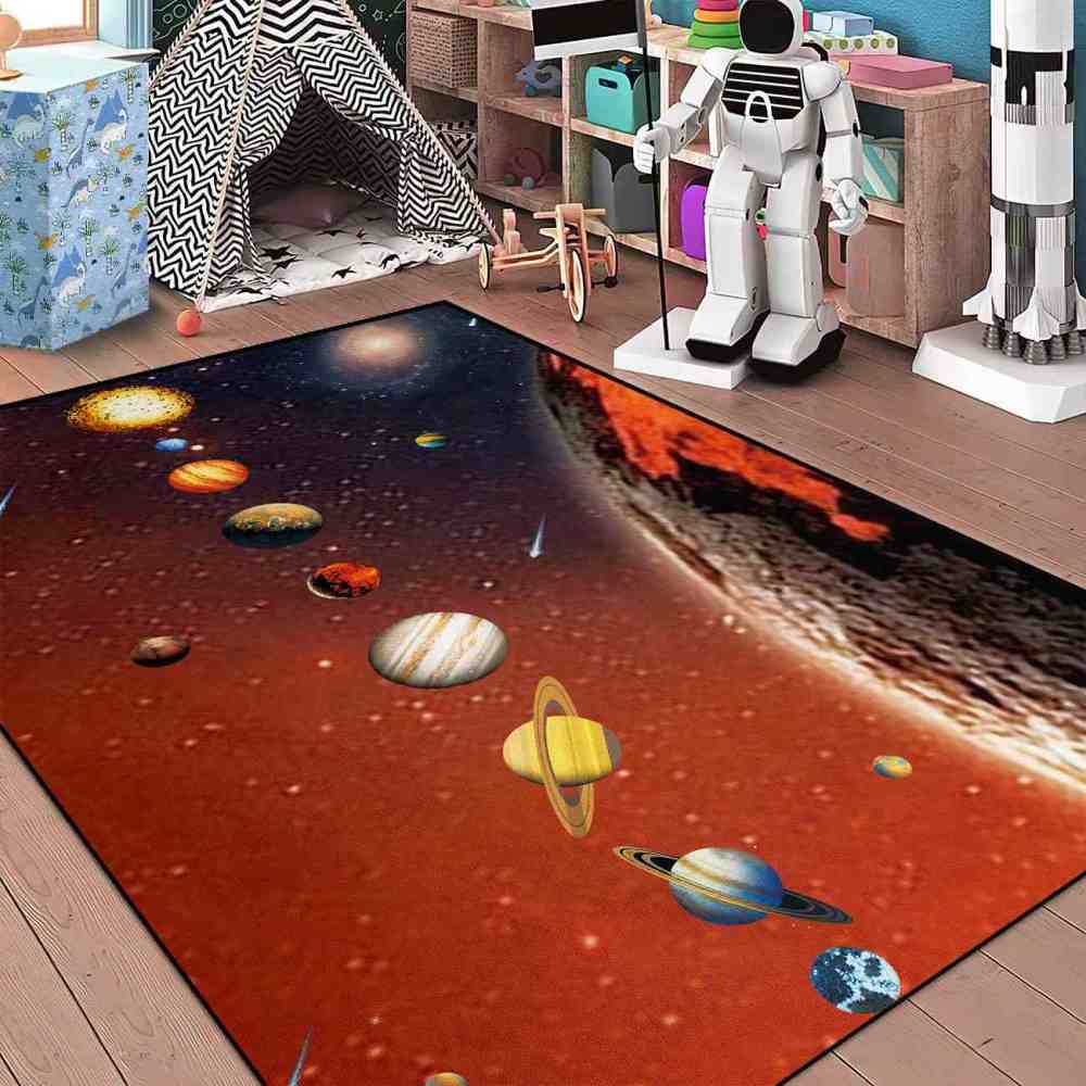 Realistic Solar System Alignment Educational Kids Rug | CozyLil
