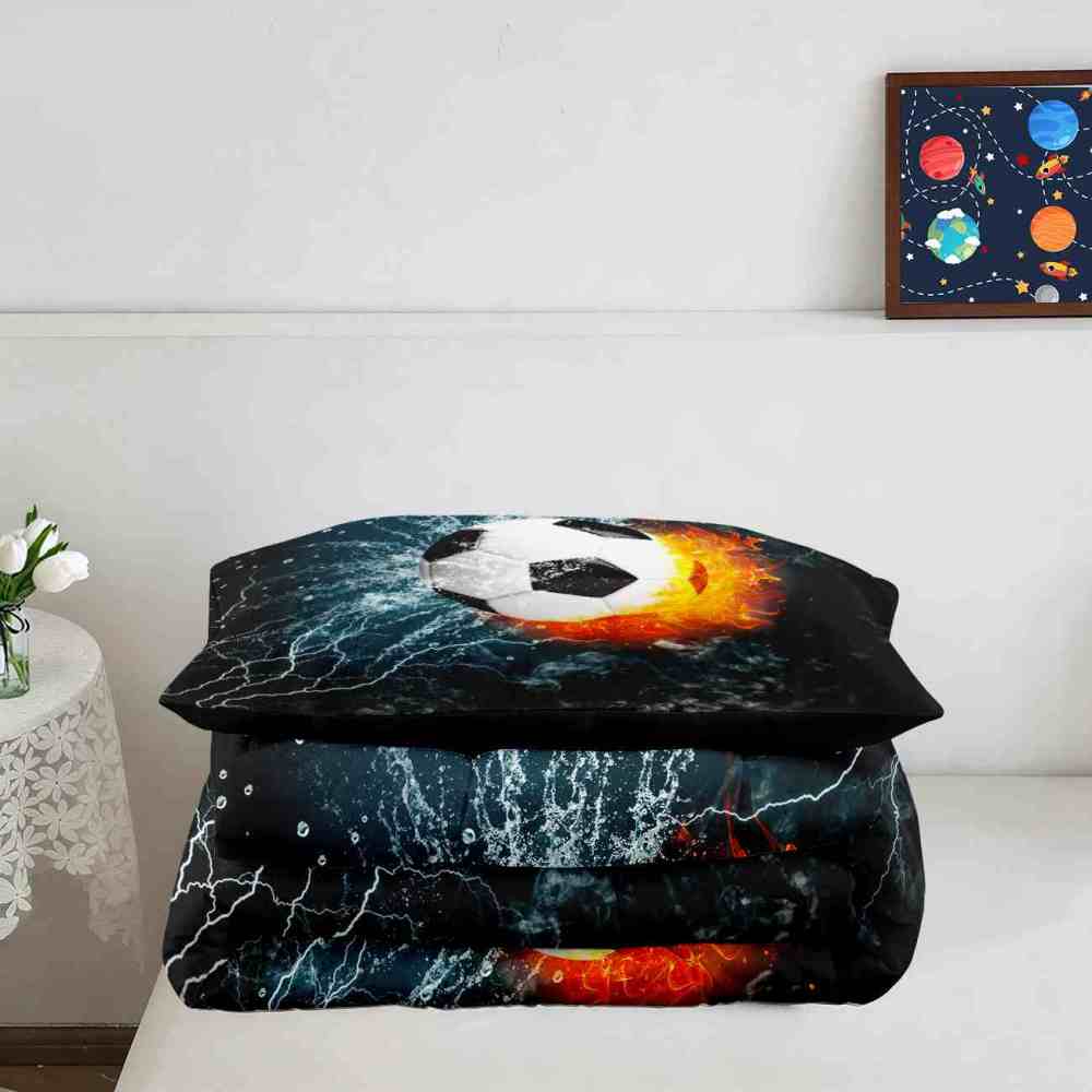 Power Strike Flaming Soccer Lightning Comforter Set | CozyLil
