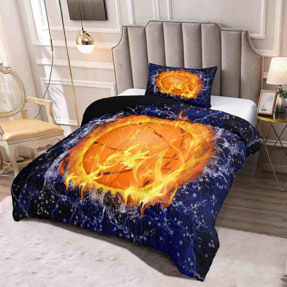 Flaming Basketball Lightning Comforter Set for Boys | CozyLil