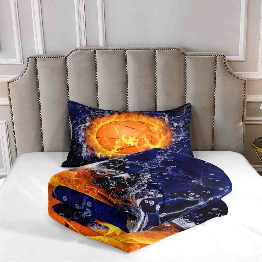 Flaming Basketball Lightning Comforter Set for Boys | CozyLil
