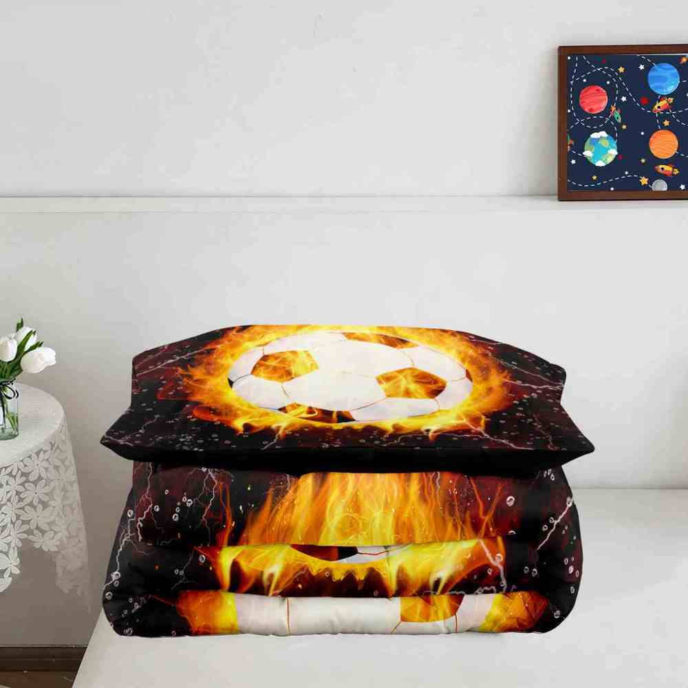 Fire Soccer Ball Lightning Comforter Set for Kids | CozyLil