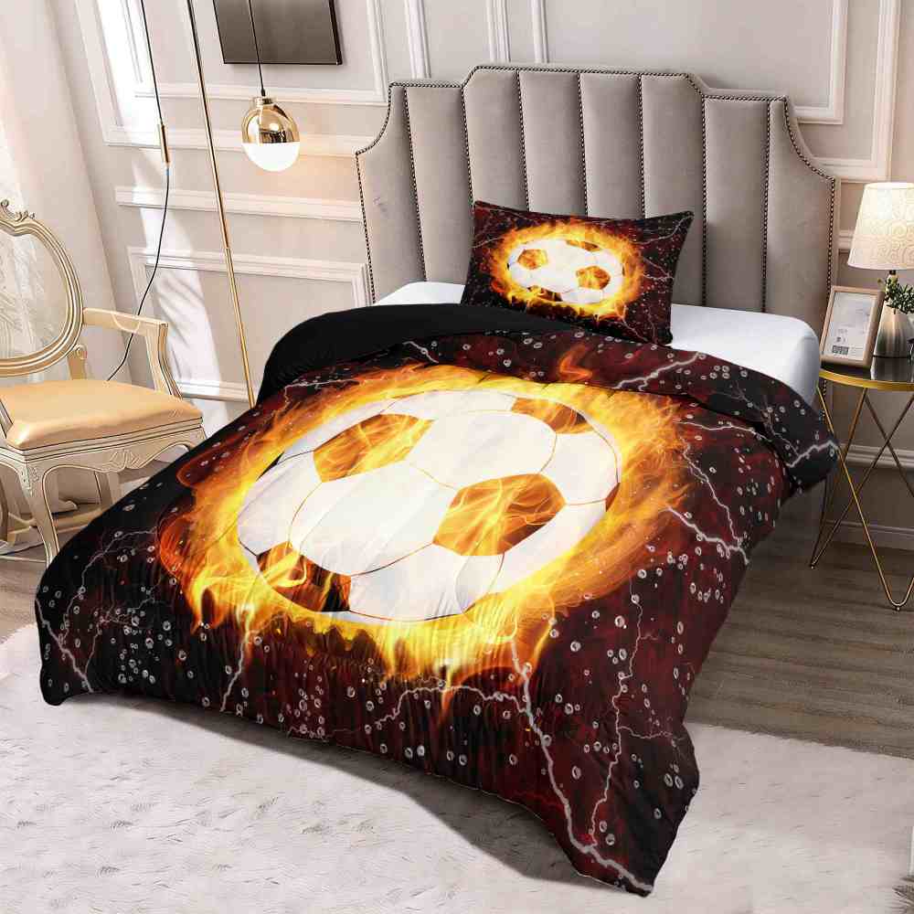 Fire Soccer Ball Lightning Comforter Set for Kids | CozyLil