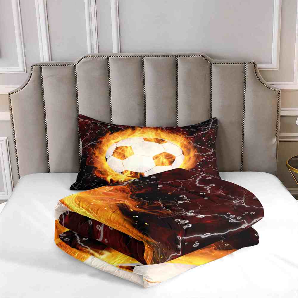 Fire Soccer Ball Lightning Comforter Set for Kids | CozyLil