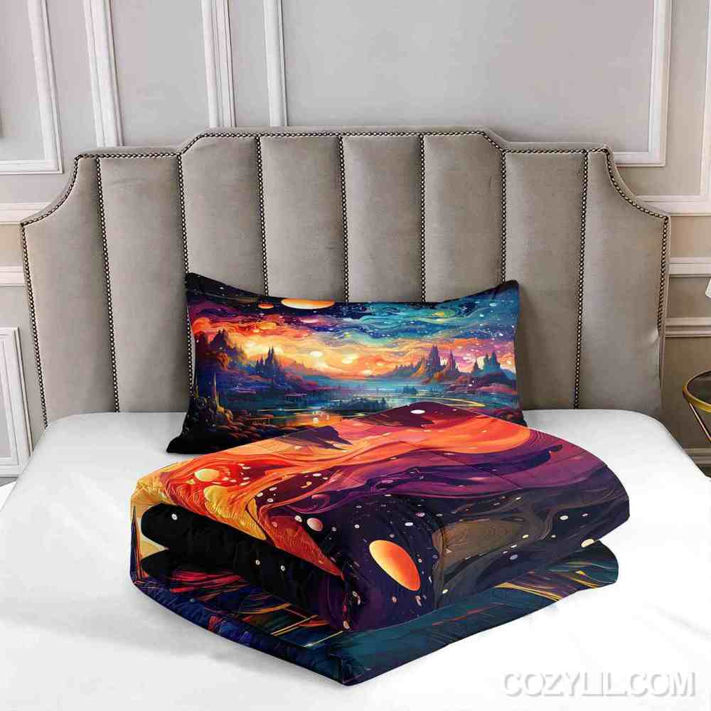 Cosmic Dreamscape Mountains Comforter Set Kids Bedroom Decor | CozyLil