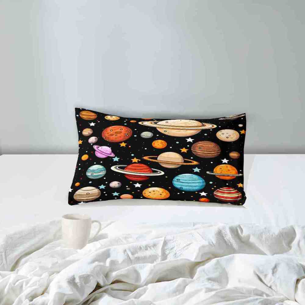 Colorful Cartoon Solar System Comforter Set Kids Galaxy Bedding | CozyLil