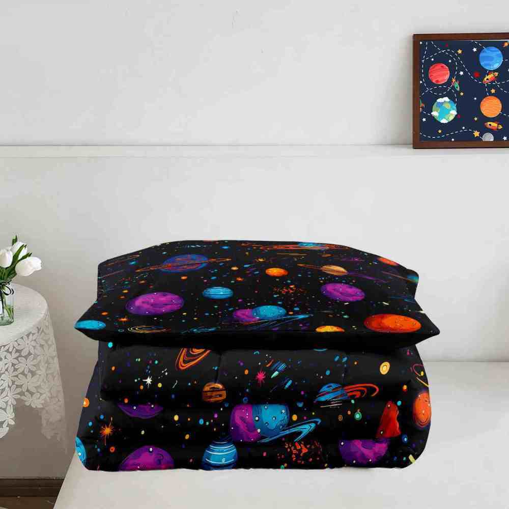 Artistic Floating Planets Comforter Set Teens Galaxy Bedding | CozyLil