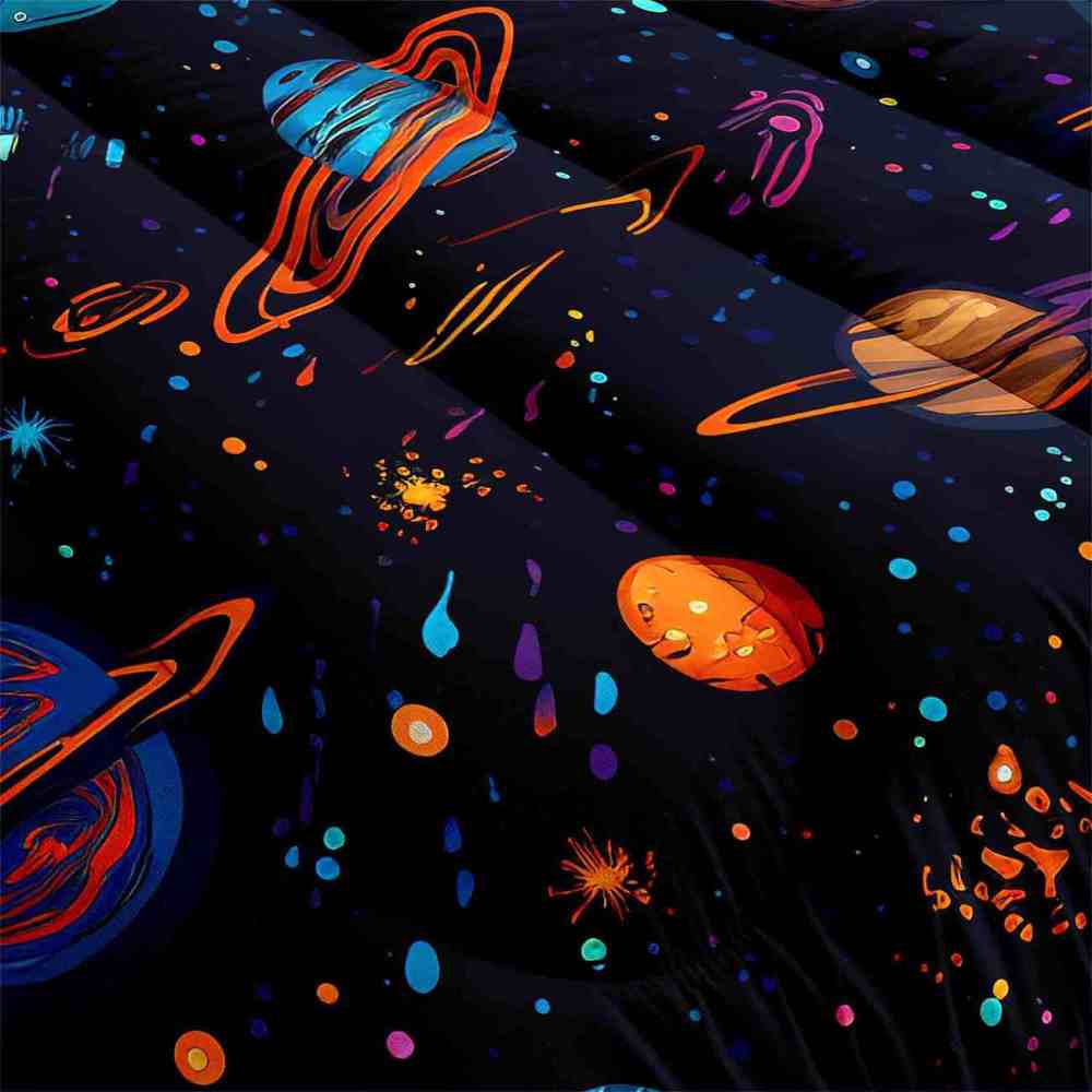 Artistic Floating Planets Comforter Set Teens Galaxy Bedding | CozyLil