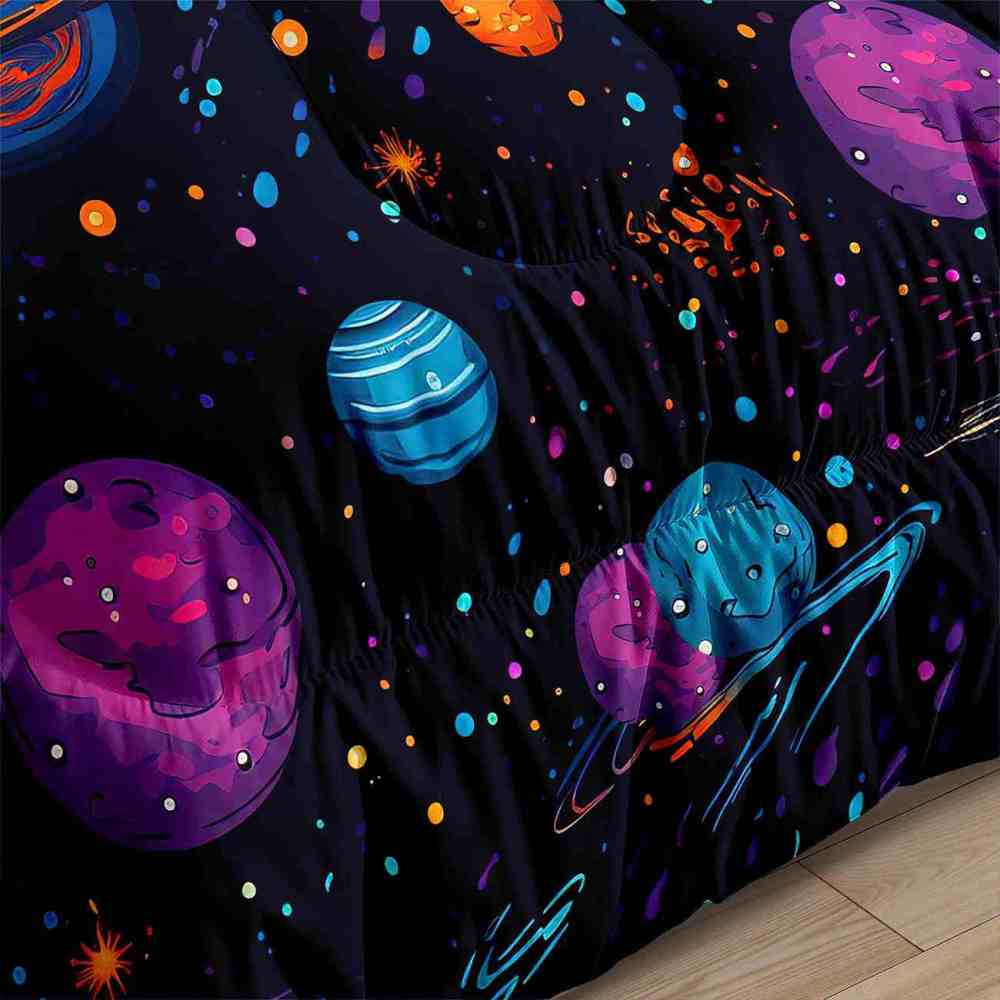 Artistic Floating Planets Comforter Set Teens Galaxy Bedding | CozyLil