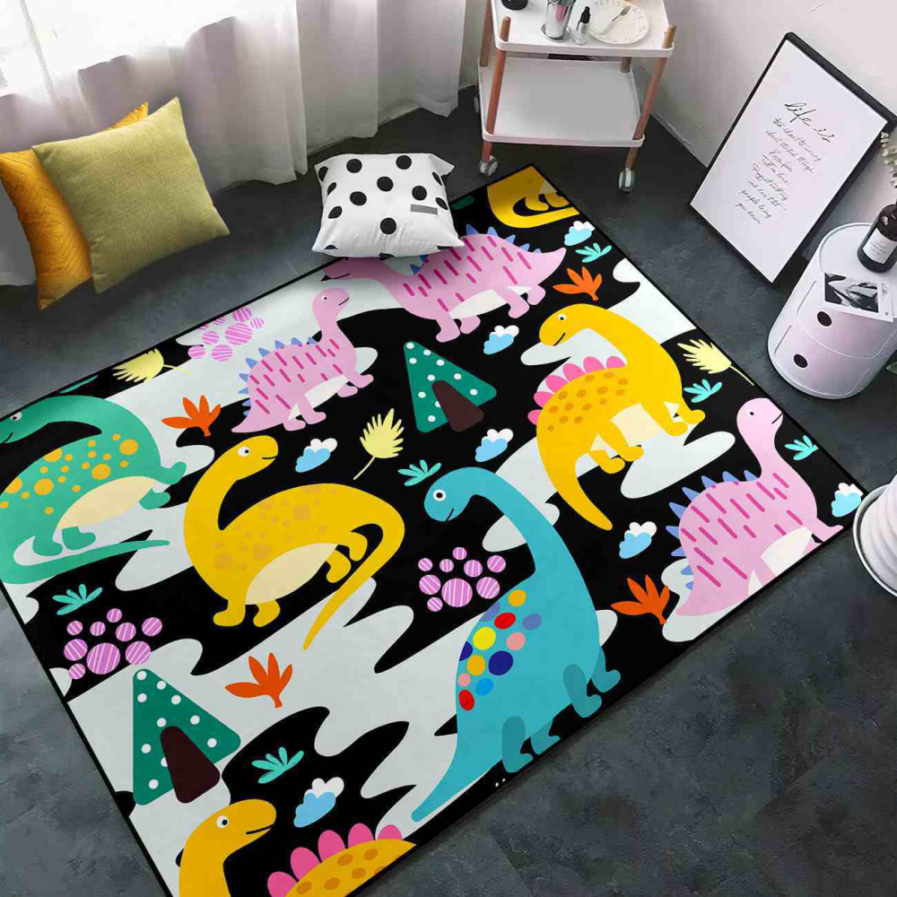 Abstract Wave Dinosaur Toddler Playroom Area Rug | CozyLil