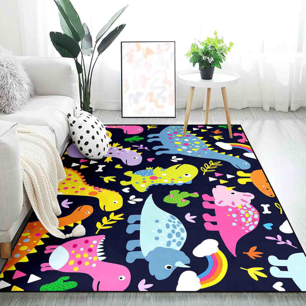 Cute Triceratops Rainbow Nursery Floor Mat | CozyLil
