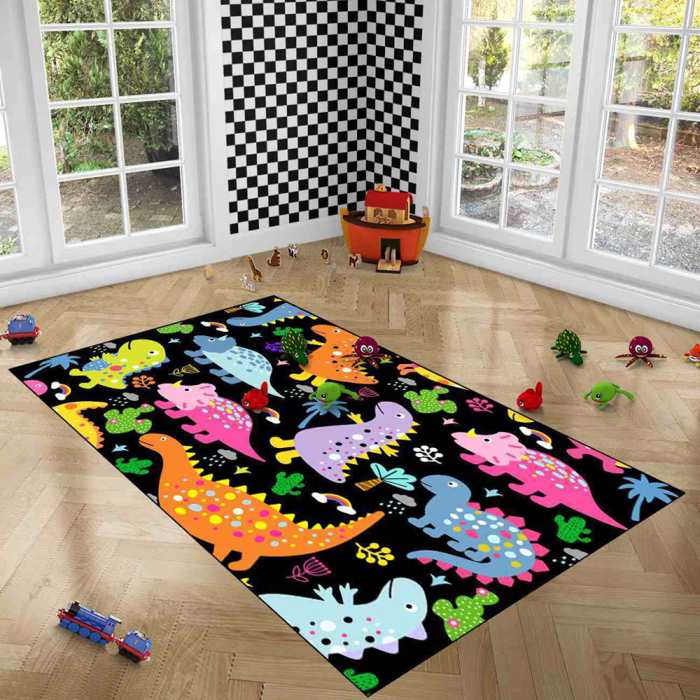 Tropical Palm Dinosaur Kids Playroom Carpet | CozyLil