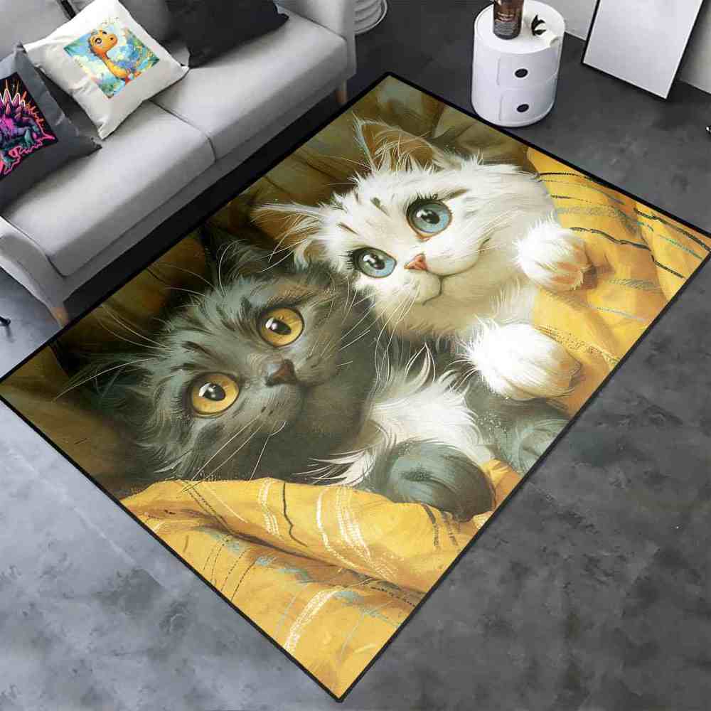 Check Pattern Blanket Kittens Kids Bedroom Carpet | CozyLil