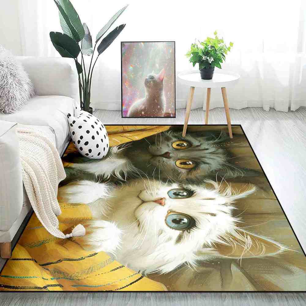Check Pattern Blanket Kittens Kids Bedroom Carpet | CozyLil