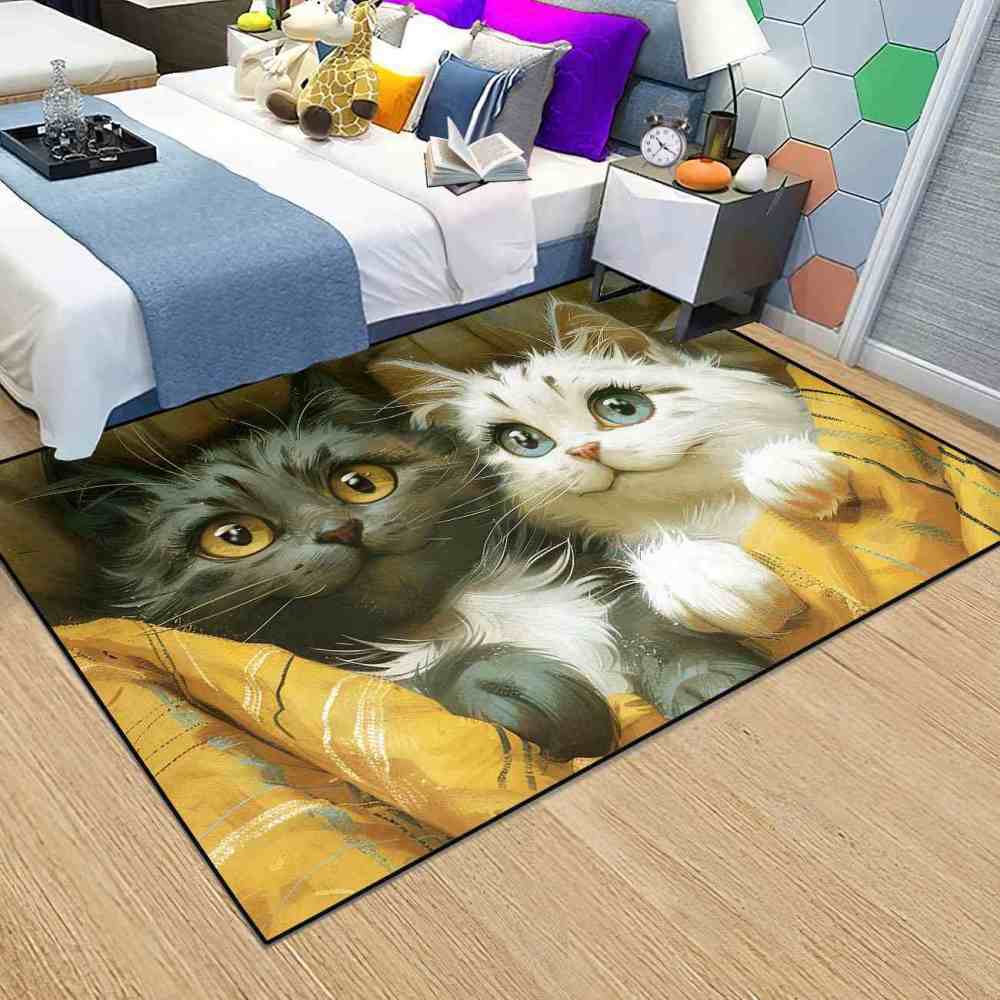 Check Pattern Blanket Kittens Kids Bedroom Carpet | CozyLil