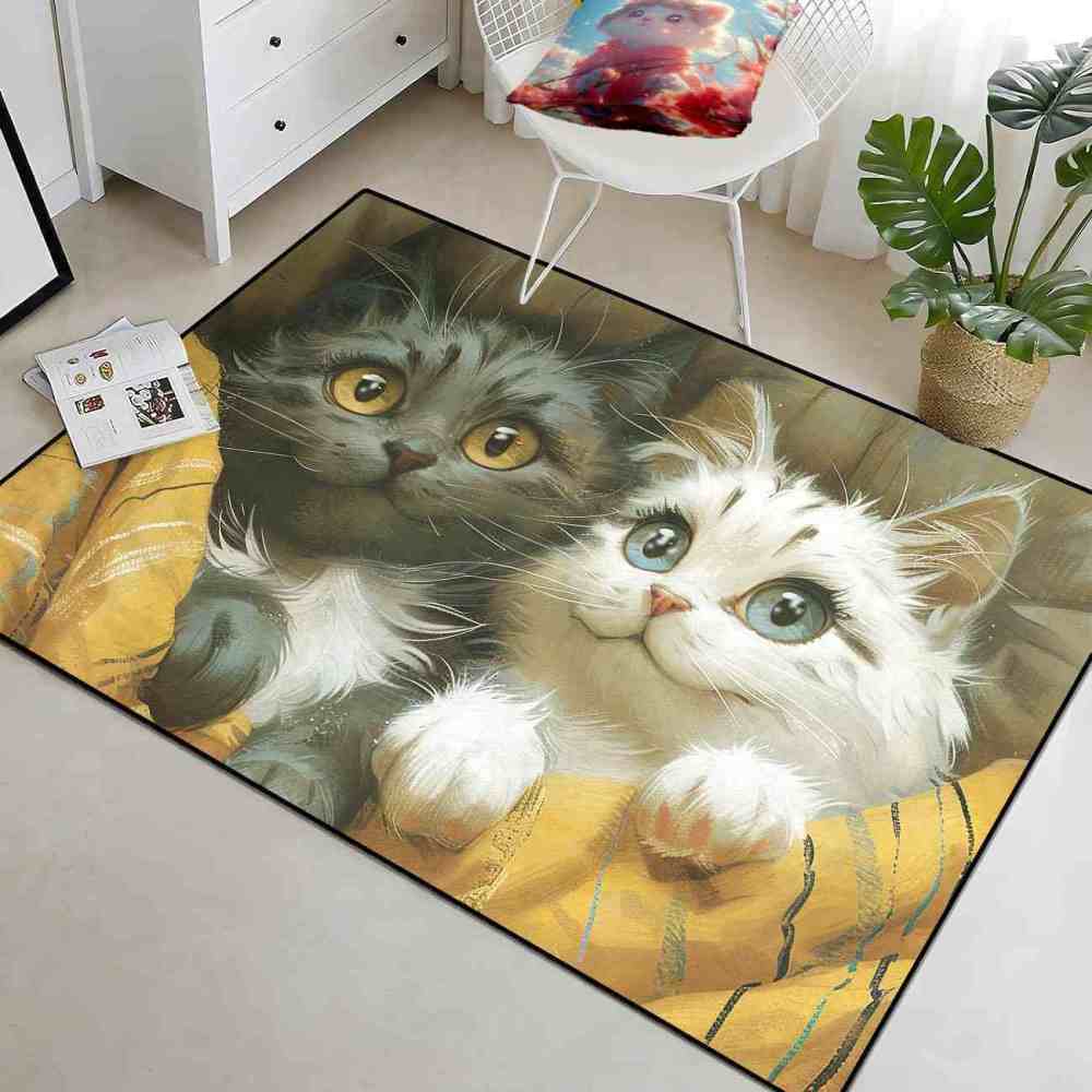 Check Pattern Blanket Kittens Kids Bedroom Carpet | CozyLil