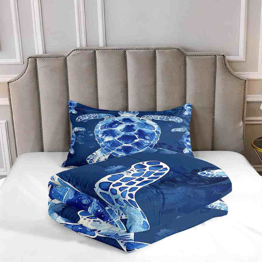 Mandala Art Sea Turtle Blue Comforter Set | CozyLil