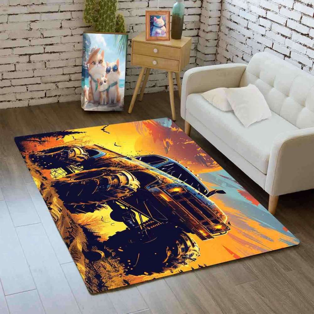Sunset Giant Wheel Truck Rug Teen Boys Bedroom Decor | CozyLil