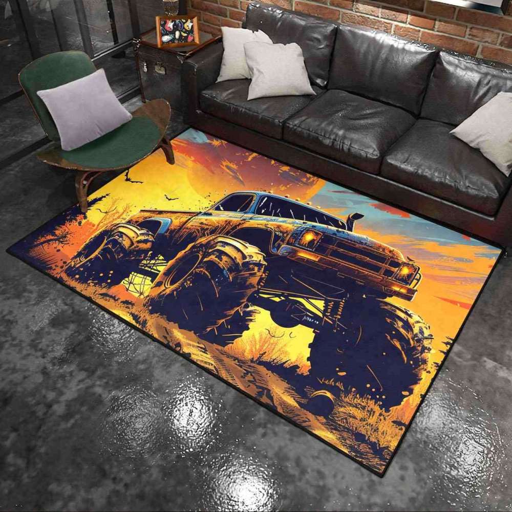 Sunset Giant Wheel Truck Rug Teen Boys Bedroom Decor | CozyLil
