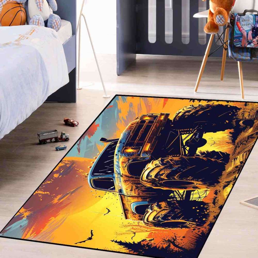 Sunset Giant Wheel Truck Rug Teen Boys Bedroom Decor | CozyLil