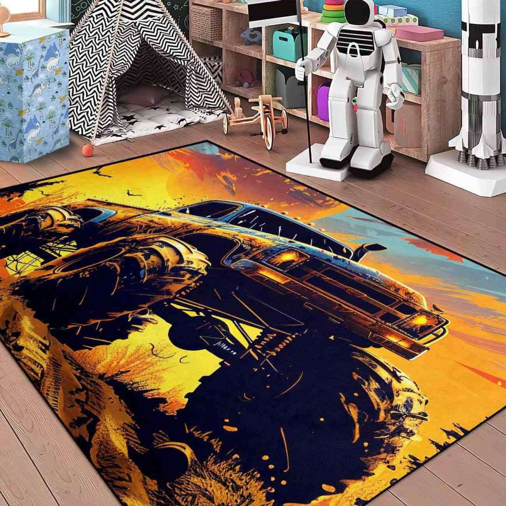 Sunset Giant Wheel Truck Rug Teen Boys Bedroom Decor | CozyLil