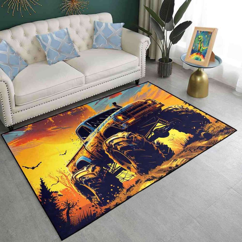 Sunset Giant Wheel Truck Rug Teen Boys Bedroom Decor | CozyLil