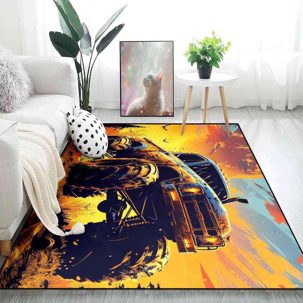 Sunset Giant Wheel Truck Rug Teen Boys Bedroom Decor | CozyLil