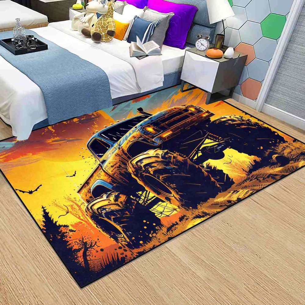 Sunset Giant Wheel Truck Rug Teen Boys Bedroom Decor | CozyLil