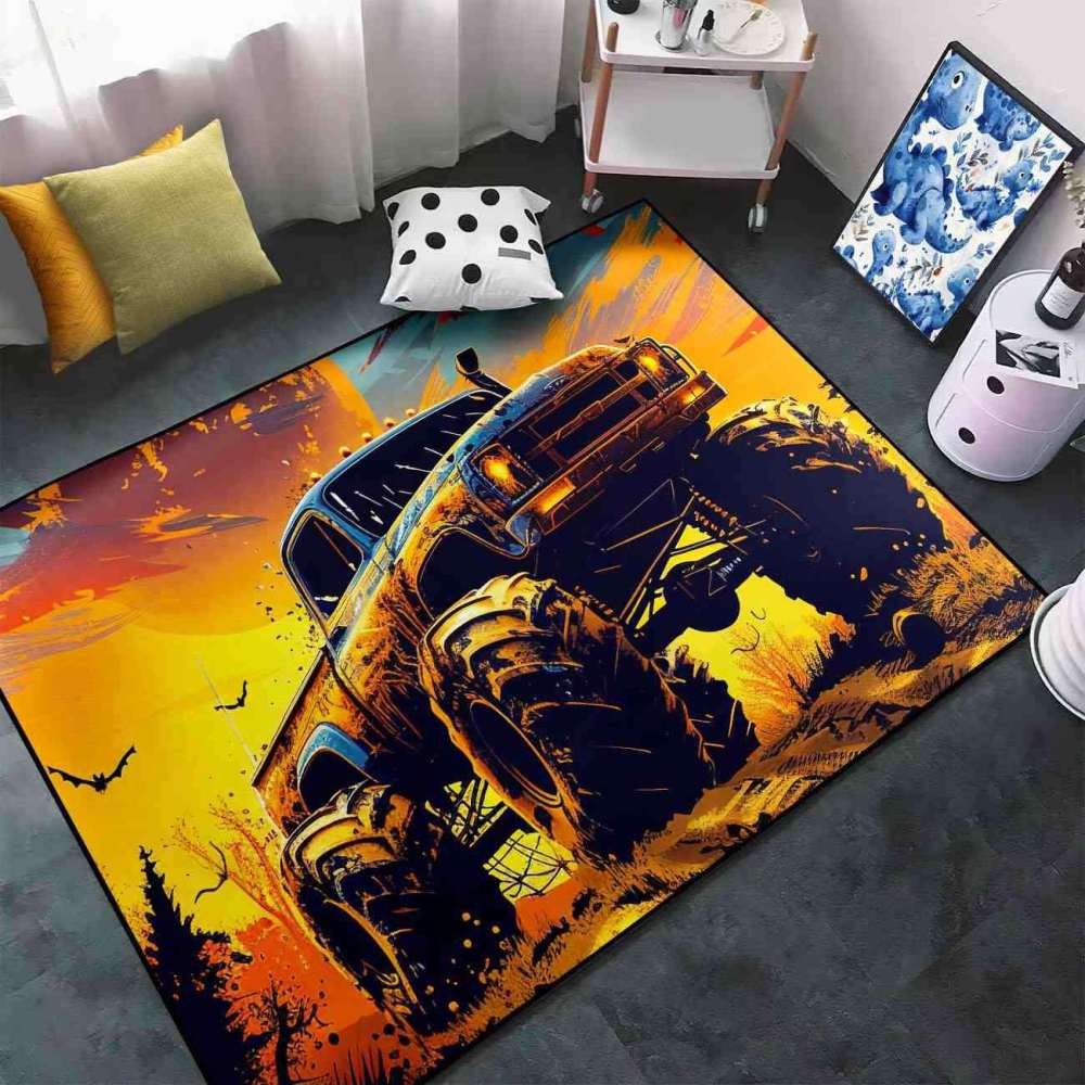 Sunset Giant Wheel Truck Rug Teen Boys Bedroom Decor | CozyLil