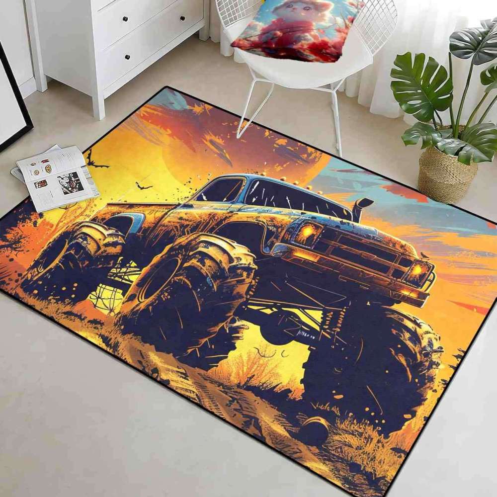 Sunset Giant Wheel Truck Rug Teen Boys Bedroom Decor | CozyLil
