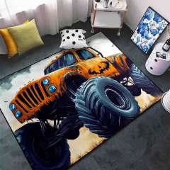Orange Extreme Off-Road Truck Rug Kids Playroom Decor | CozyLil