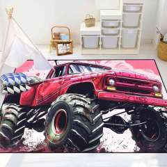 Red Giant Wheel Truck Pink Background Rug Girls Decor | CozyLil