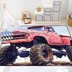 Heart Splatter Giant Wheel Truck Rug Kids Room Decor | CozyLil
