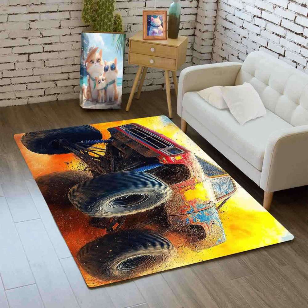 Watercolor Splash Giant Wheel Truck Rug Boys Room | CozyLil