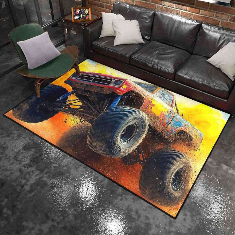 Watercolor Splash Giant Wheel Truck Rug Boys Room | CozyLil