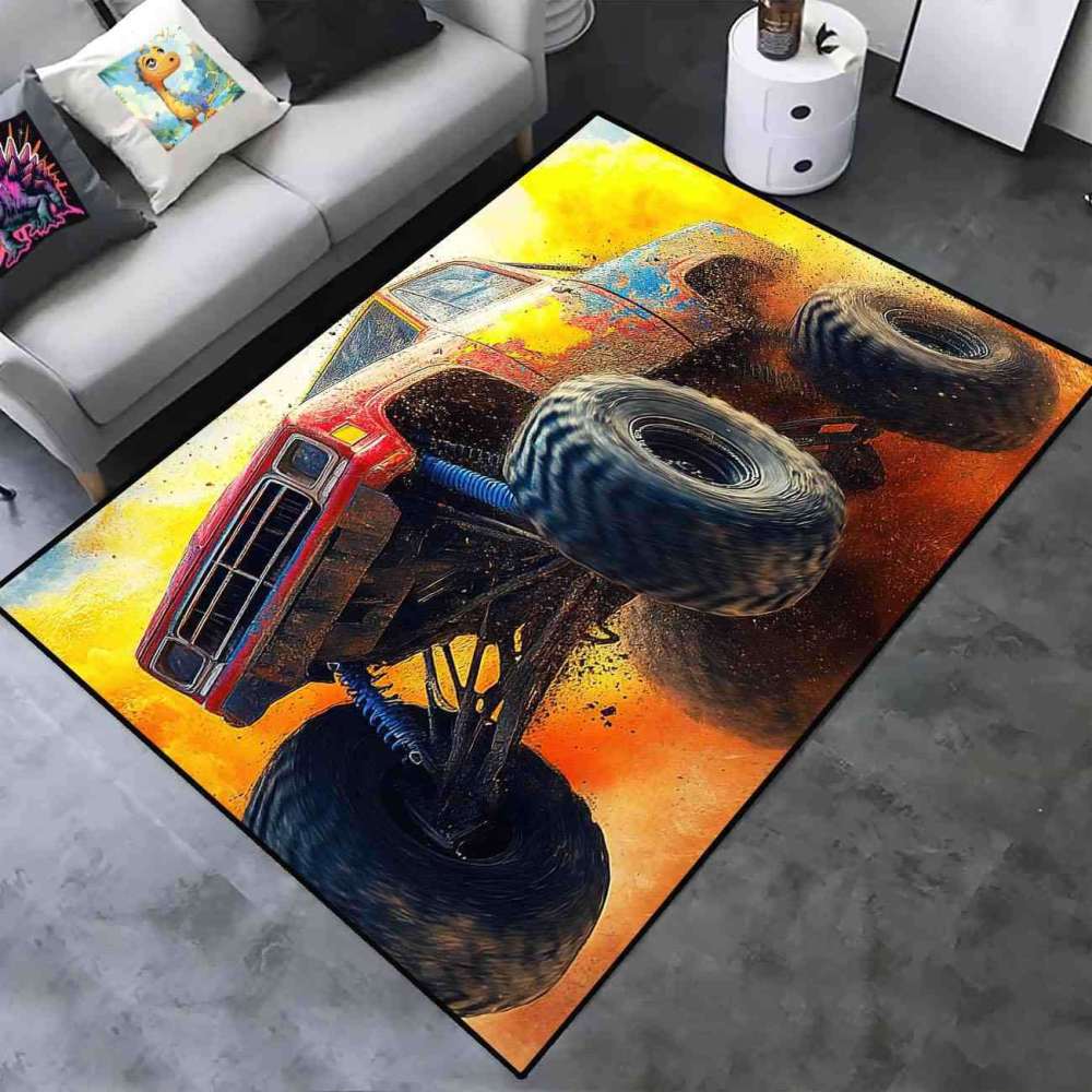 Watercolor Splash Giant Wheel Truck Rug Boys Room | CozyLil