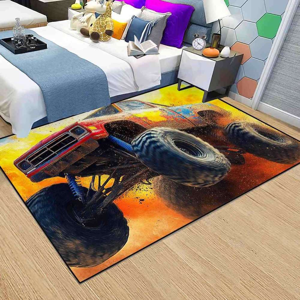 Watercolor Splash Giant Wheel Truck Rug Boys Room | CozyLil
