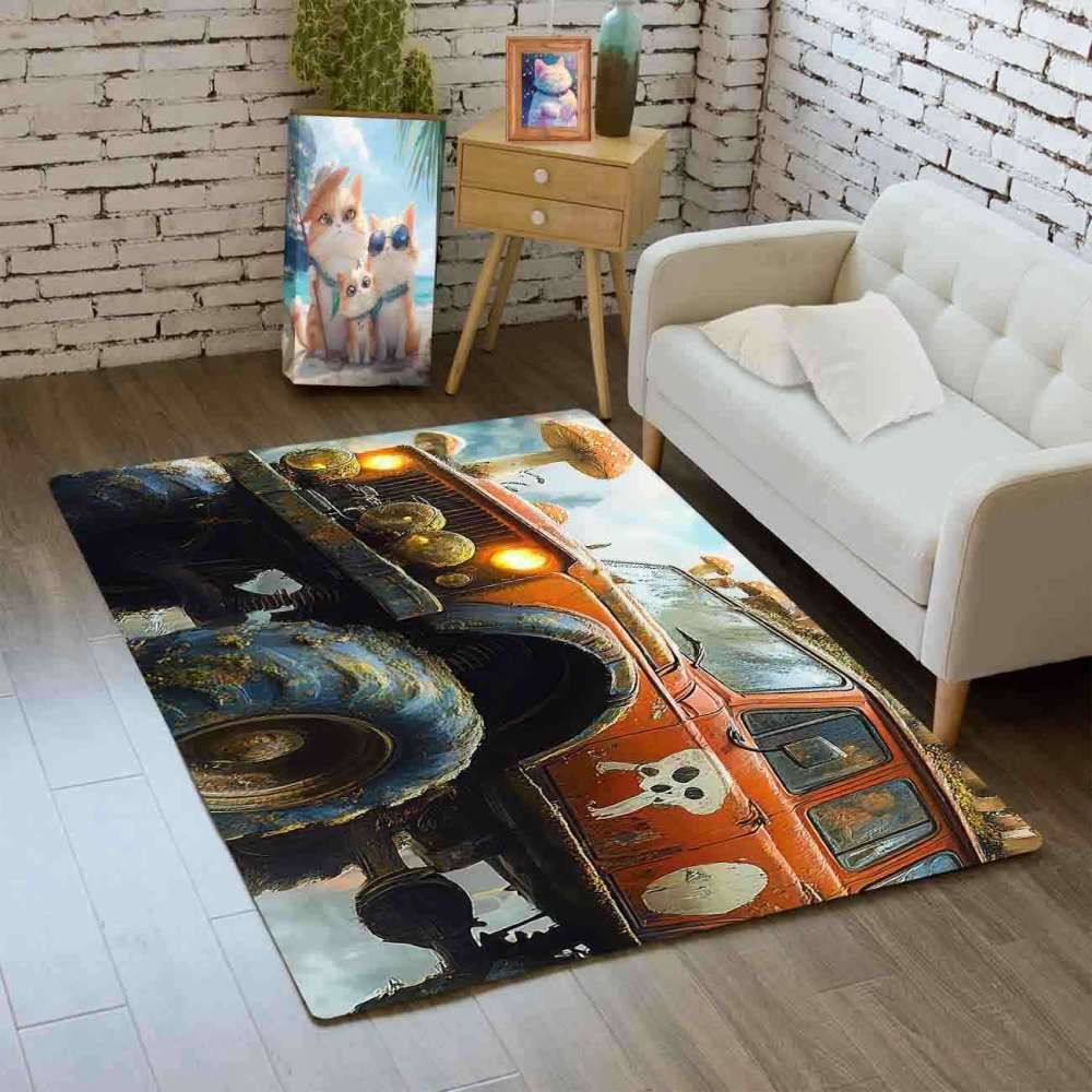 Mushroom Forest Giant Wheel Truck Rug Teens Decor | CozyLil