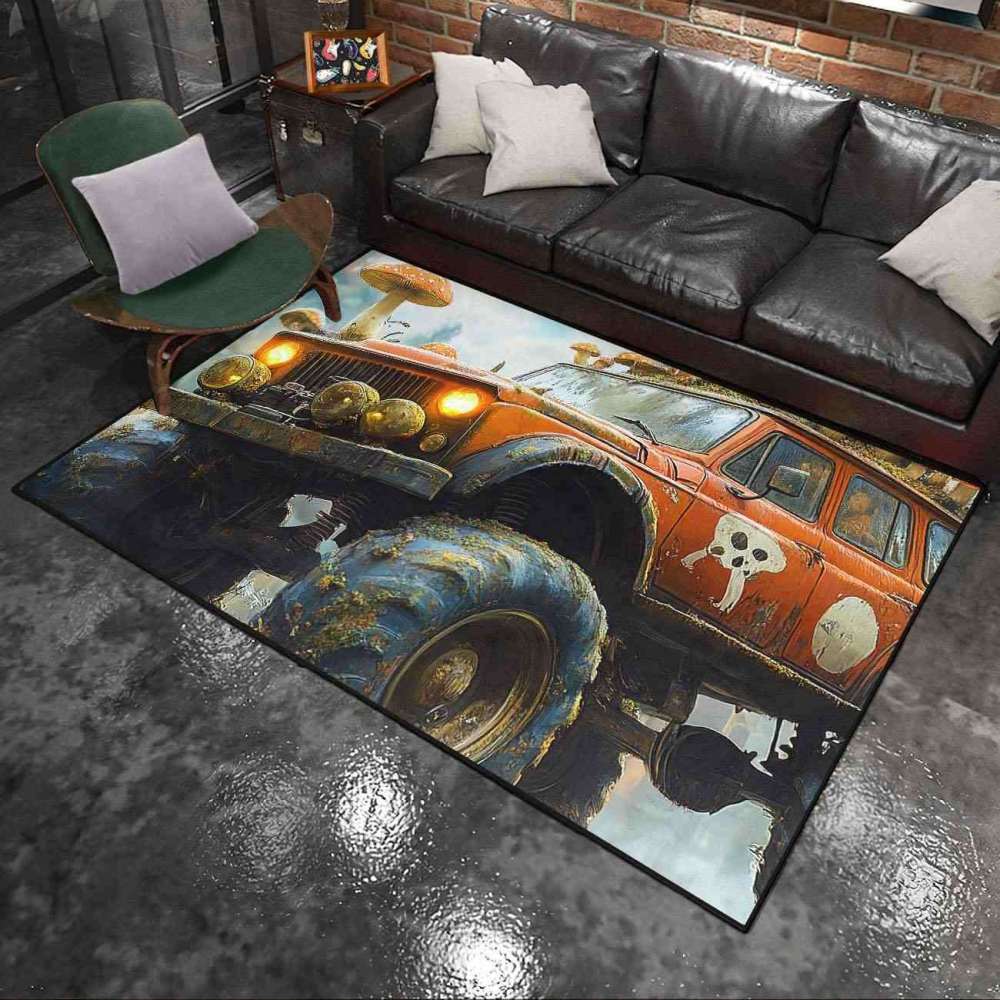 Mushroom Forest Giant Wheel Truck Rug Teens Decor | CozyLil