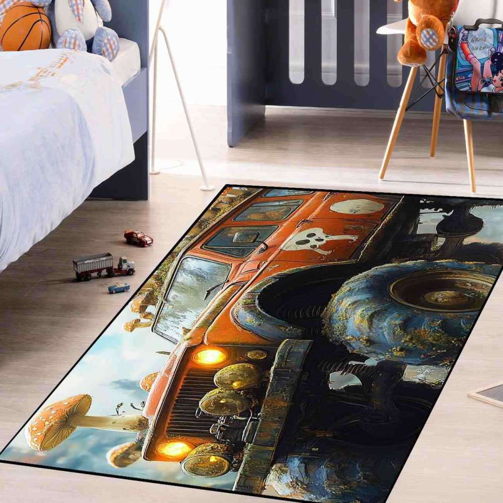 Mushroom Forest Giant Wheel Truck Rug Teens Decor | CozyLil
