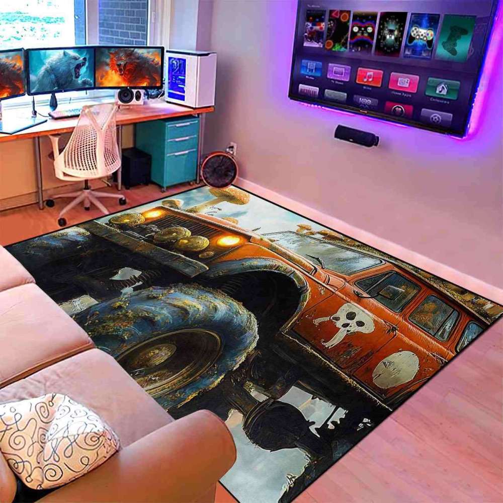 Mushroom Forest Giant Wheel Truck Rug Teens Decor | CozyLil