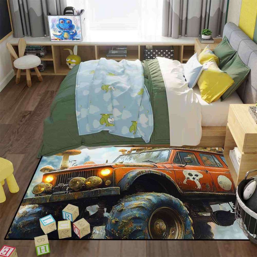 Mushroom Forest Giant Wheel Truck Rug Teens Decor | CozyLil